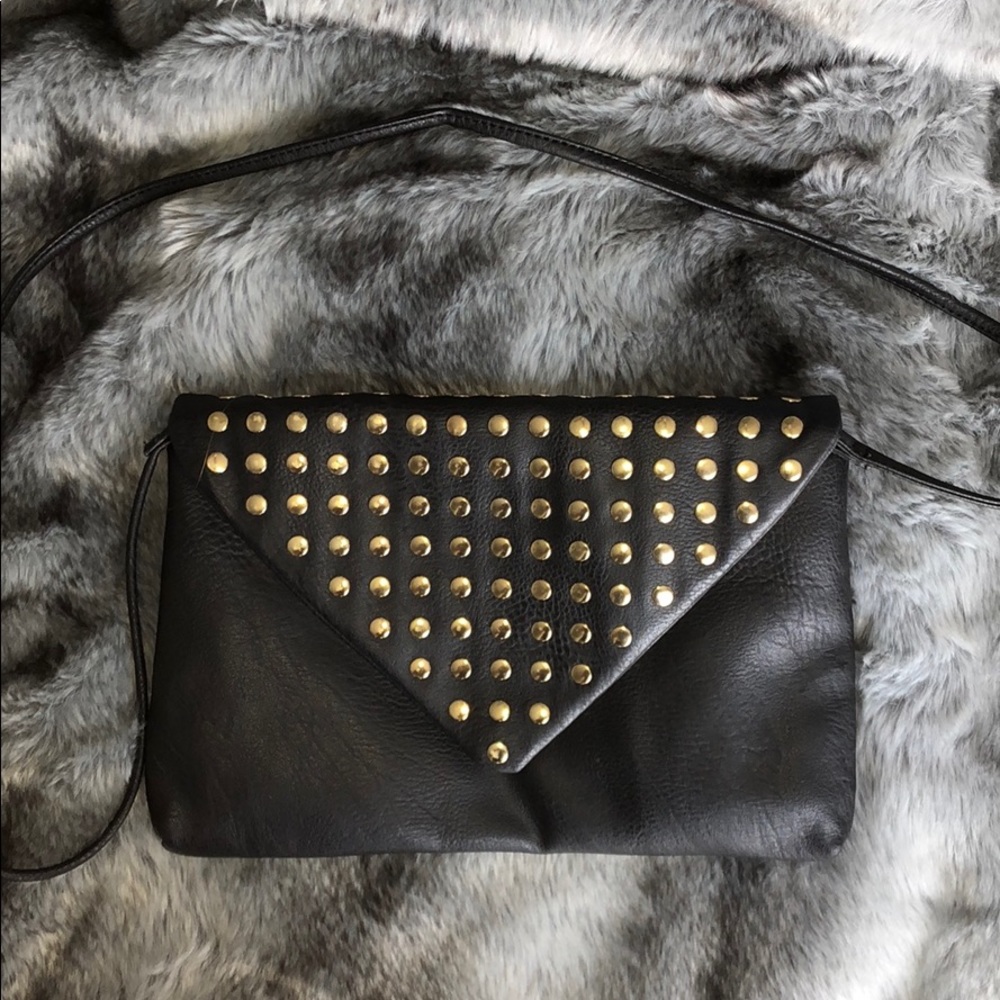 Black Clutch With Gold Accents